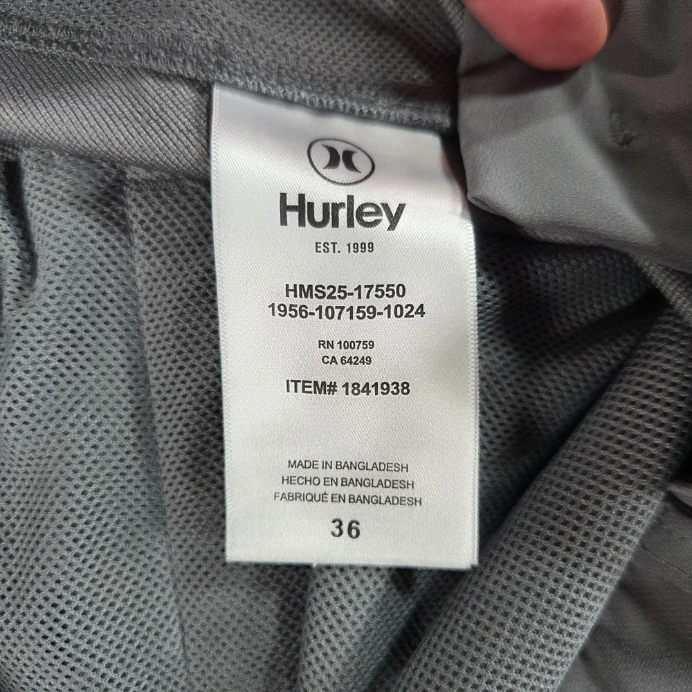Hurley Men's 38 Gray Hybrid Performance Quick Dry Golf Shorts HMS25-17550